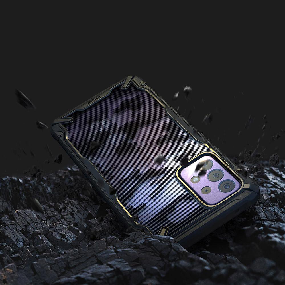 Противоударен Хибриден Калъф за Samsung A72, Ringke Fusion X Camo, Черен (5)