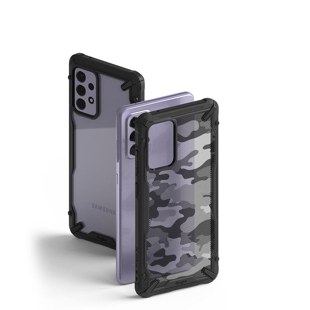 Противоударен Хибриден Калъф за Samsung A72, Ringke Fusion X Camo, Черен (4)