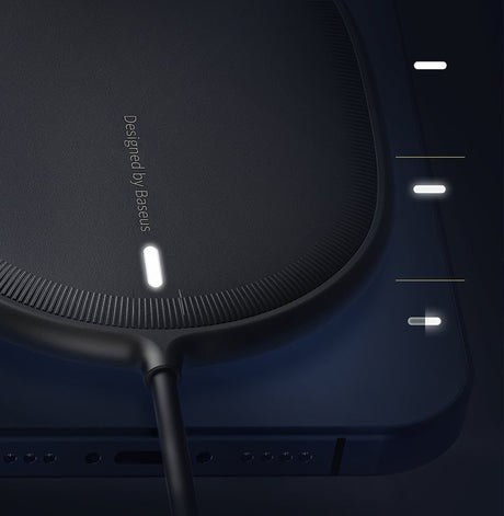 Безжично Магнитно Зарядно за iPhone, Baseus Magsafe Pad 15w, Черен (6)
