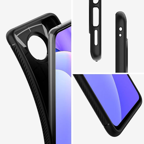 Противоударен Силиконов Калъф за Xiaomi Mi 10T Lite, Spigen Rugged Armor Case, Черен (4)