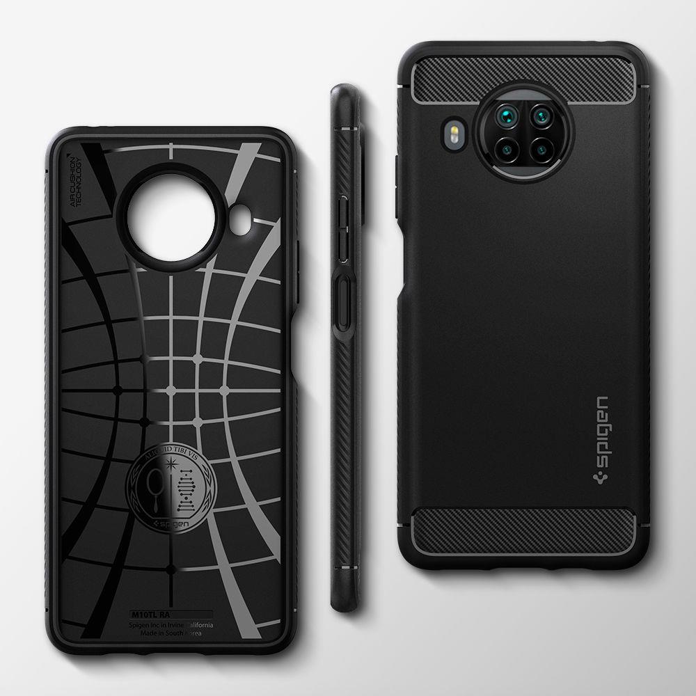 Противоударен Силиконов Калъф за Xiaomi Mi 10T Lite, Spigen Rugged Armor Case, Черен (2)