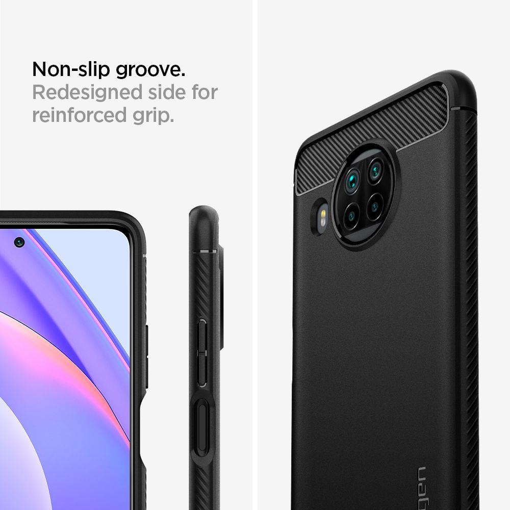 Противоударен Силиконов Калъф за Xiaomi Mi 10T Lite, Spigen Rugged Armor Case, Черен (3)