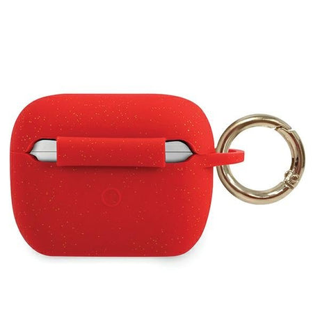 Луксозен Калъф за Apple Airpods Pro, Guess Silicone Glitter Case, Червен (2)