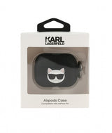 Луксозен Калъф за Apple Airpods Pro, Karl Lagerfeld Silicone Choupette Case, Черен (3)