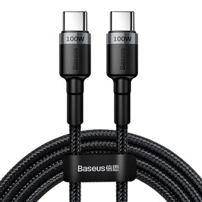 USB-C Кабел за Бързо Зареждане 100W, Baseus USB-C to USB-C Power Delivery 2.0 2m, Сив