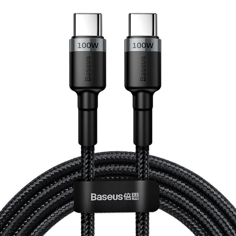 USB-C Кабел за Бързо Зареждане 100W, Baseus USB-C to USB-C Power Delivery 2.0 2m, Сив