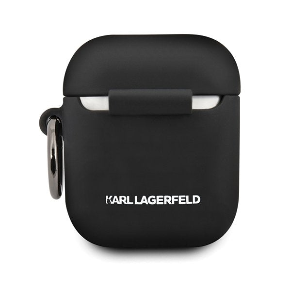 Луксозен Калъф за Apple Airpods, Karl Lagerfeld Silicone Iconic Case, Черен (3)