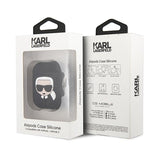 Луксозен Калъф за Apple Airpods, Karl Lagerfeld Silicone Iconic Case, Черен (4)