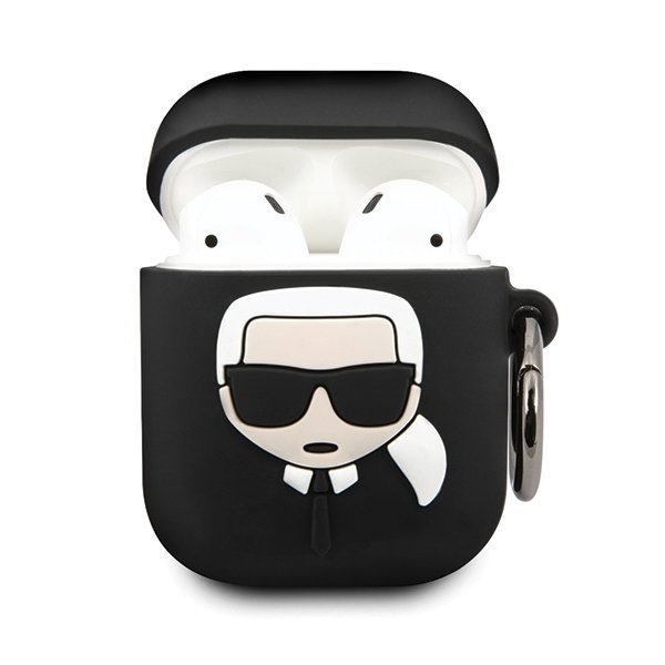 Луксозен Калъф за Apple Airpods, Karl Lagerfeld Silicone Iconic Case, Черен