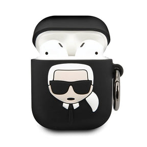 Луксозен Калъф за Apple Airpods, Karl Lagerfeld Silicone Iconic Case, Черен