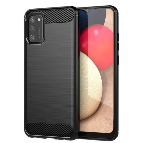 Противоударен Силиконов Калъф за Samsung A02S, Forcell Carbon Case, Черен