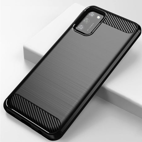Противоударен Силиконов Калъф за Samsung A02S, Forcell Carbon Case, Черен (3)