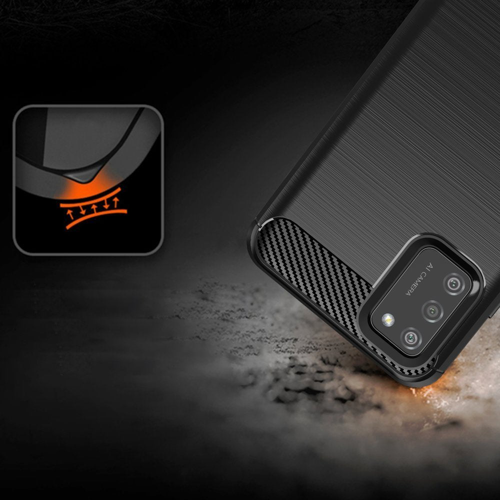 Противоударен Силиконов Калъф за Samsung A02S, Forcell Carbon Case, Черен (4)