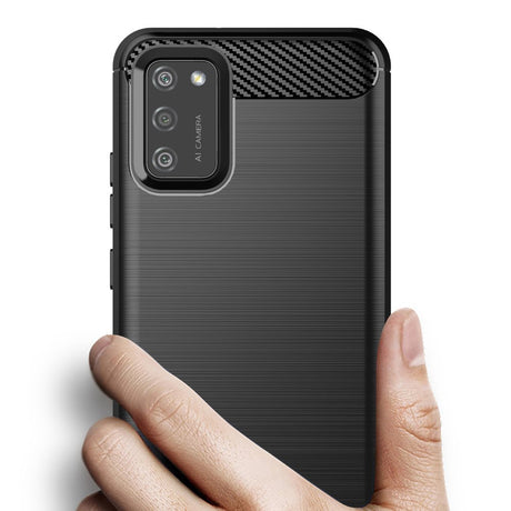 Противоударен Силиконов Калъф за Samsung A02S, Forcell Carbon Case, Черен (2)