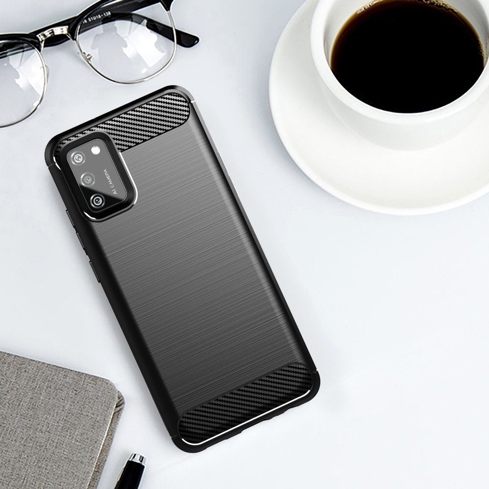 Противоударен Силиконов Калъф за Samsung A02S, Forcell Carbon Case, Черен (5)