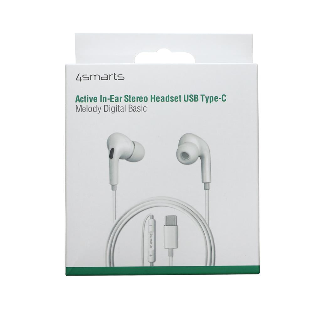 Слушалки с USB-C, 4Smarts Handsfree USB-C Melody Active, Бял (5)