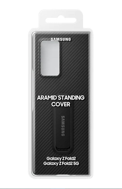 Оригинален Калъф с Поставка за Samsung Z Fold 2, Aramid Carbon Case, Черен (8)