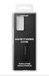 Оригинален Калъф с Поставка за Samsung Z Fold 2, Aramid Carbon Case, Черен (8)