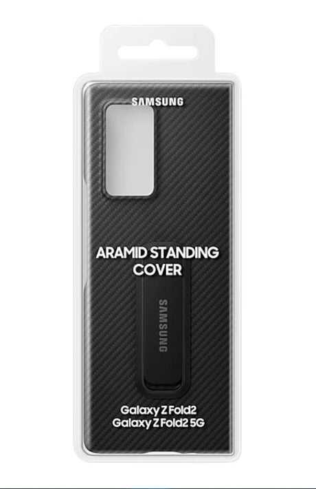 Оригинален Калъф с Поставка за Samsung Z Fold 2, Aramid Carbon Case, Черен (8)