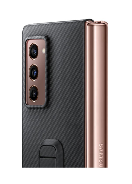 Оригинален Калъф с Поставка за Samsung Z Fold 2, Aramid Carbon Case, Черен (4)