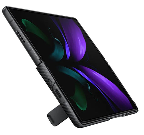 Оригинален Калъф с Поставка за Samsung Z Fold 2, Aramid Carbon Case, Черен (3)