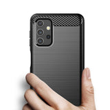 Противоударен Силиконов Калъф за Samsung A72, Forcell Carbon Case, Черен (3)