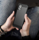 Противоударен Силиконов Калъф за Samsung A72, Forcell Carbon Case, Черен (6)
