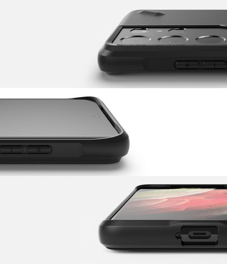 Противоударен Силиконов Калъф за Samsung S21 Ultra, Ringke Onyx Case, Черен (5)