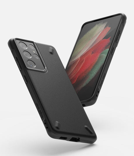 Противоударен Силиконов Калъф за Samsung S21 Ultra, Ringke Onyx Case, Черен (2)