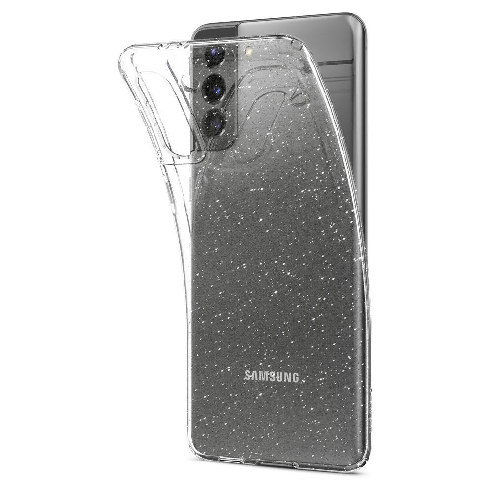 Противоударен Блестящ Калъф за Samsung S21 Plus, Spigen Liquid Crystal Glitter Quartz Case, Прозрачен (3)