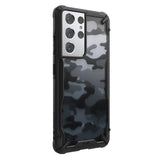 Противоударен Хибриден Калъф за Samsung S21 Ultra, Ringke Fusion X Camouflage Case, Черен (7)