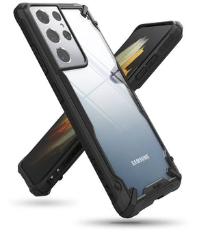 Противоударен Хибриден Калъф за Samsung S21 Ultra, Ringke Fusion X Case, Черен