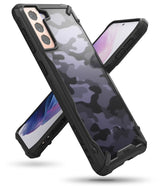 Противоударен Хибриден Калъф за Samsung S21 Plus, Ringke Fusion X Camouflage Case, Черен