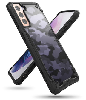 Противоударен Хибриден Калъф за Samsung S21, Ringke Fusion X Camouflage Case, Черен