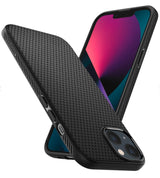 Противоударен Силиконов Калъф за за iPhone 13, Spigen Liquid Air Case, Черен (2)
