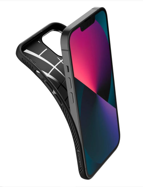 Противоударен Силиконов Калъф за за iPhone 13 Mini, Spigen Liquid Air Case, Черен (3)