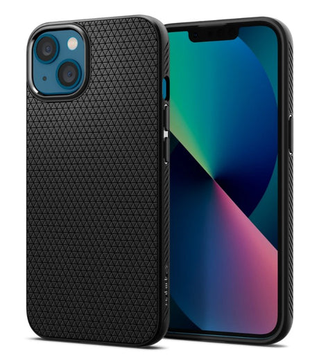 Противоударен Силиконов Калъф за за iPhone 13, Spigen Liquid Air Case, Черен
