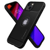 Противоударен Силиконов Калъф за iPhone 13 Mini, Spigen Rugged Armor Case, Черен (2)