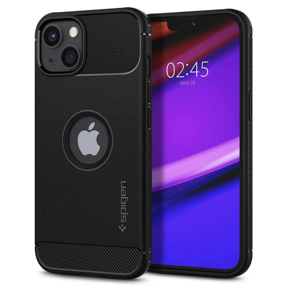 Противоударен Силиконов Калъф за iPhone 13 Mini, Spigen Rugged Armor Case, Черен