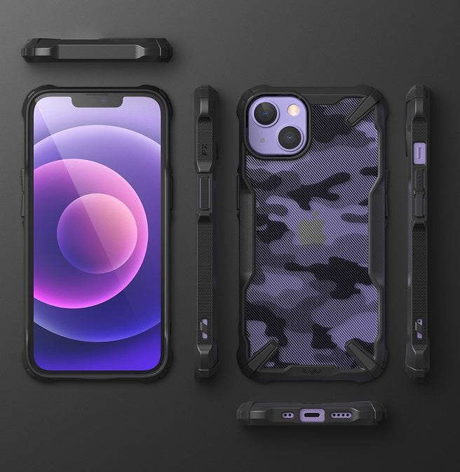 Противоударен Хибриден Калъф за iPhone 13 Mini, Ringke Fusion X Camouflage Case, Черен (6)