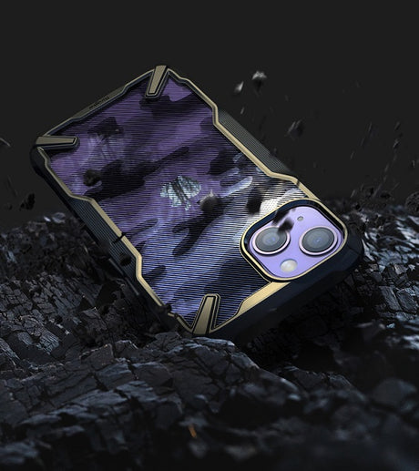 Противоударен Хибриден Калъф за iPhone 13 Mini, Ringke Fusion X Camouflage Case, Черен (4)