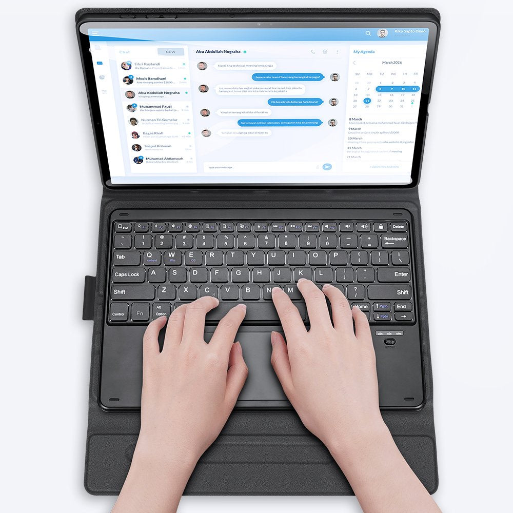 Калъф с Клавиатура за Samsung Tab S8 Plus/ S7 Plus/ S7 FE, Dux Ducis Touchpad Keyboard Case, Черен (2)