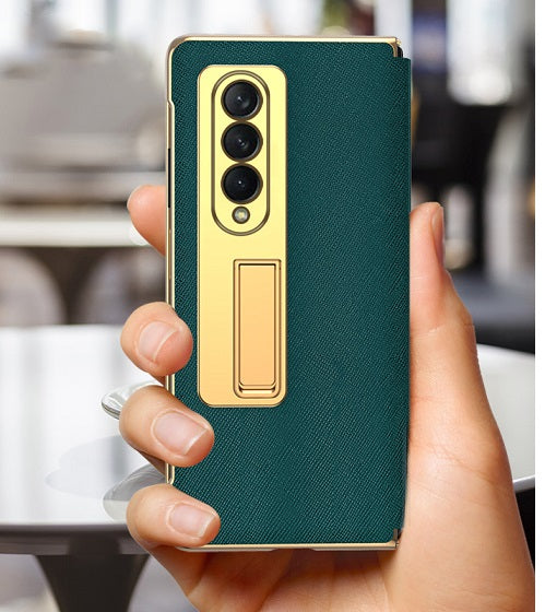 Кожен Калъф с Поставка за Samsung Z Fold 3, GKK Leather Case, Зелен (5)