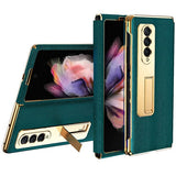 Кожен Калъф с Поставка за Samsung Z Fold 3, GKK Leather Case, Зелен