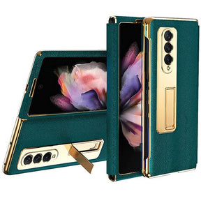 Кожен Калъф с Поставка за Samsung Z Fold 3, GKK Leather Case, Зелен