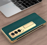 Кожен Калъф с Поставка за Samsung Z Fold 3, GKK Leather Case, Зелен (4)