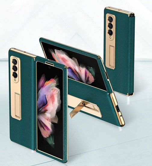 Кожен Калъф с Поставка за Samsung Z Fold 3, GKK Leather Case, Зелен (3)