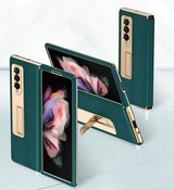Кожен Калъф с Поставка за Samsung Z Fold 3, GKK Leather Case, Зелен (3)