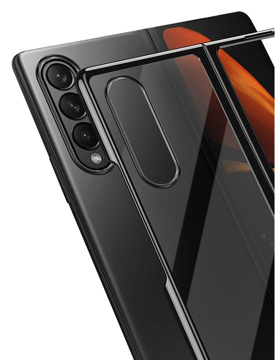 Поликарбонатен Калъф за Samsung Galaxy Z Fold 3, Electroplating Frame Case, Черен (3)