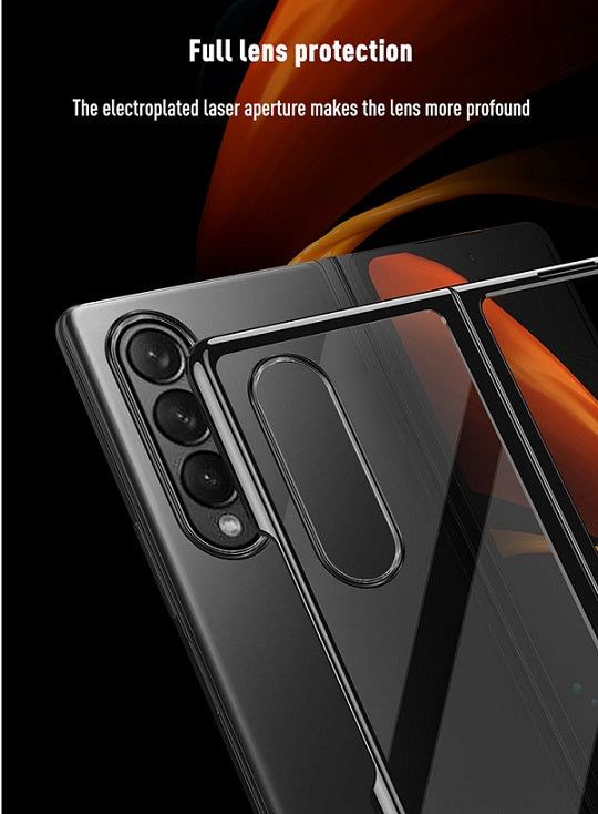 Поликарбонатен Калъф за Samsung Galaxy Z Fold 3, Electroplating Frame Case, Черен (6)